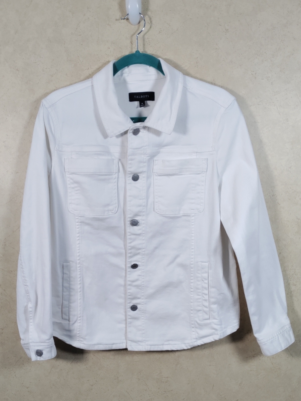 H170 Talbots White Denim Jacket Shacket M